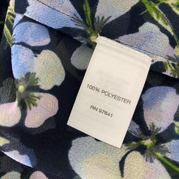J. Jill Blouse Floral Sheer Blue Size Medium Petite - Picture 6 of 6